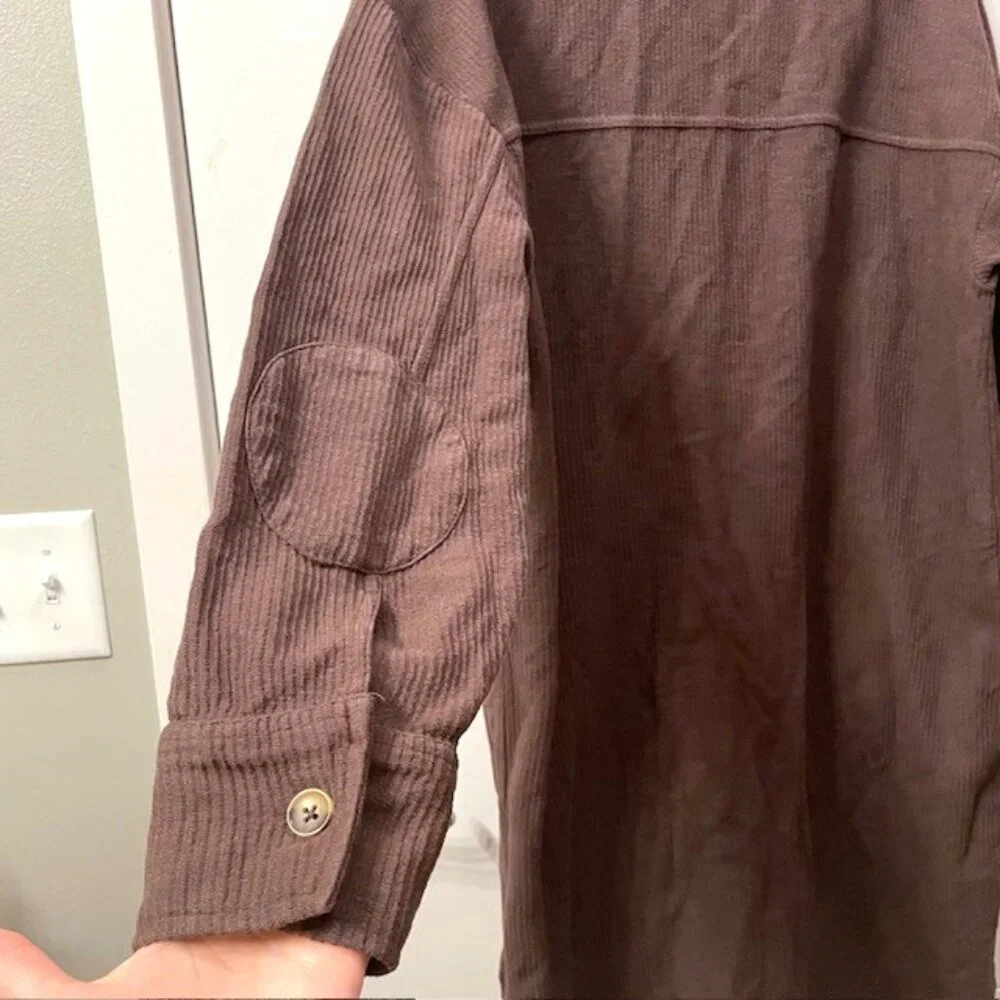 Anthropologie Pilcro Button Front Long Sleeve Shirt Dress Brown Medium